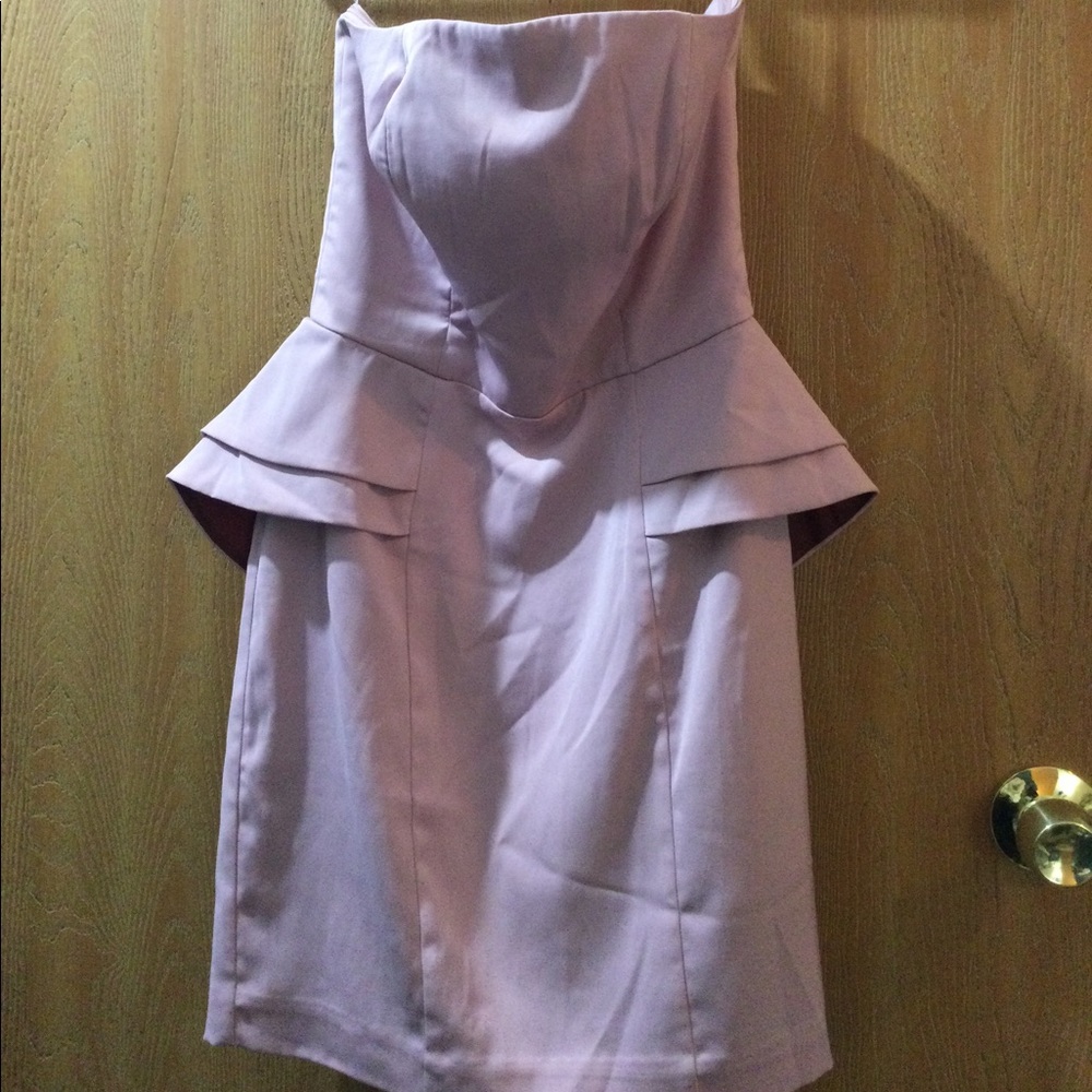 Blush pink strapless/straps peplum dress